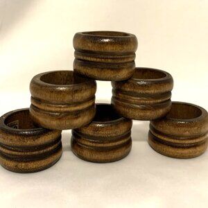 'Set of 6' Vtg. Knobler Wooden Napkin Rings/Holders Made in Taiwan